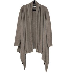 CF Cashmere 100% Cashmere Open Front Drape Cardigan Taupe Soft Neutral Wmns OS